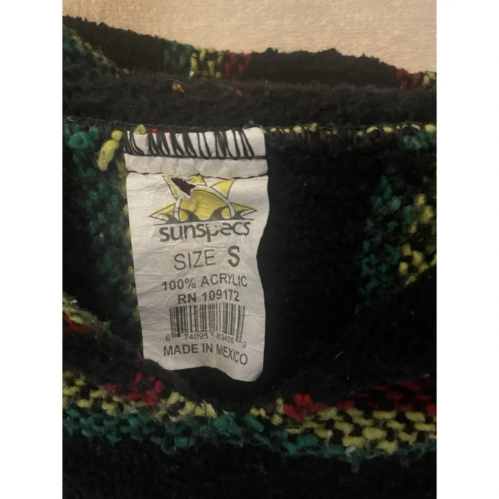 SunSpecs‎ Hoodie Pullover Poncho Baja Rasta Vibe Made in Mexico Vintage Small